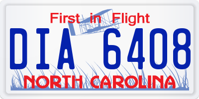 NC license plate DIA6408