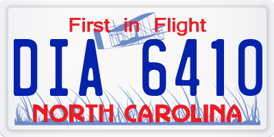 NC license plate DIA6410