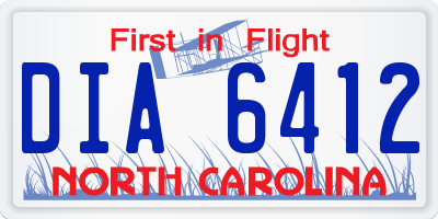 NC license plate DIA6412