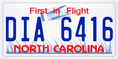 NC license plate DIA6416
