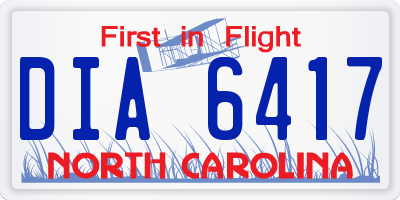 NC license plate DIA6417