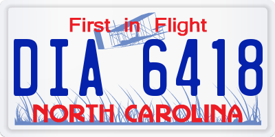 NC license plate DIA6418