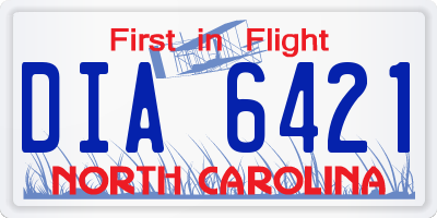 NC license plate DIA6421