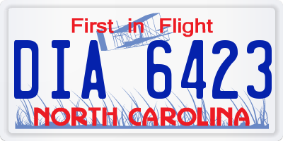NC license plate DIA6423