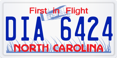 NC license plate DIA6424
