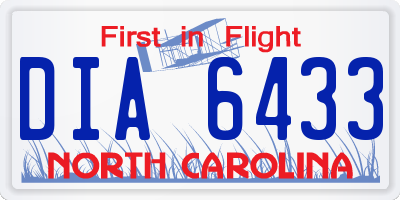 NC license plate DIA6433