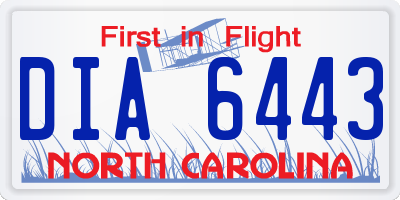 NC license plate DIA6443