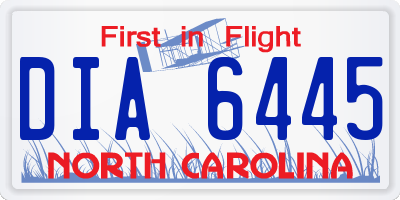 NC license plate DIA6445