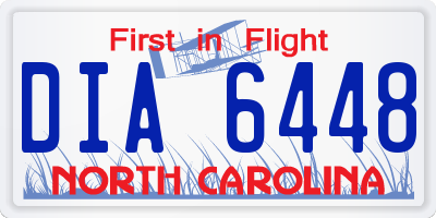 NC license plate DIA6448