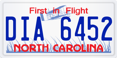 NC license plate DIA6452