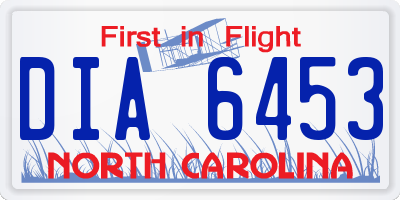 NC license plate DIA6453