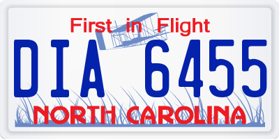 NC license plate DIA6455