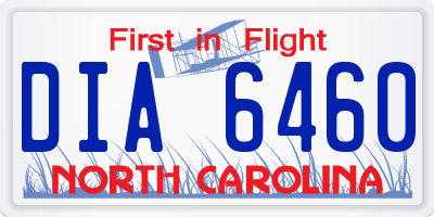 NC license plate DIA6460