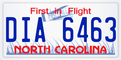 NC license plate DIA6463