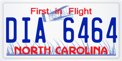 NC license plate DIA6464