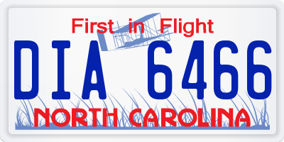 NC license plate DIA6466