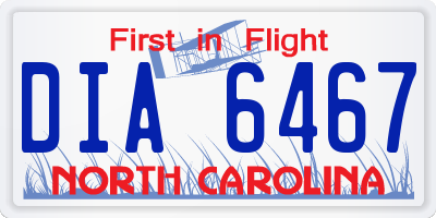 NC license plate DIA6467