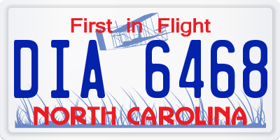 NC license plate DIA6468