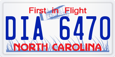 NC license plate DIA6470