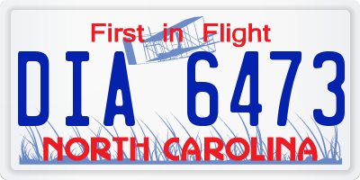 NC license plate DIA6473