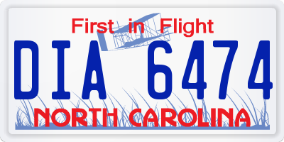 NC license plate DIA6474