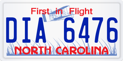 NC license plate DIA6476