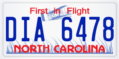 NC license plate DIA6478