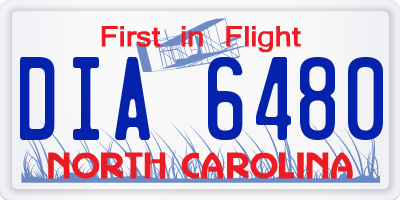 NC license plate DIA6480