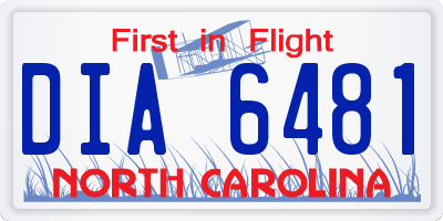 NC license plate DIA6481