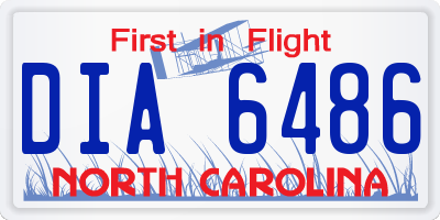 NC license plate DIA6486