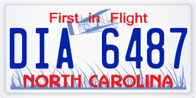 NC license plate DIA6487