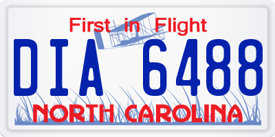 NC license plate DIA6488