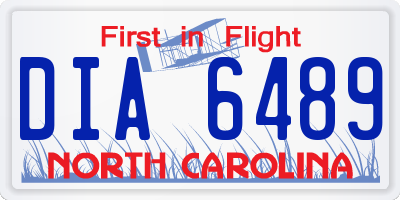 NC license plate DIA6489
