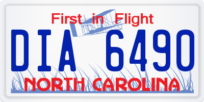 NC license plate DIA6490