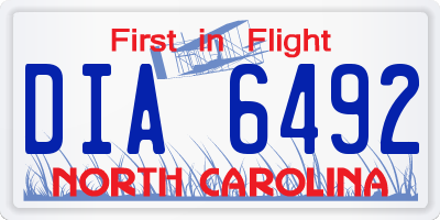 NC license plate DIA6492
