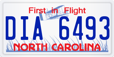 NC license plate DIA6493