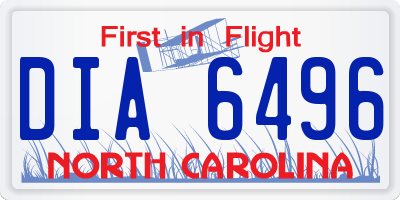 NC license plate DIA6496