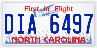 NC license plate DIA6497