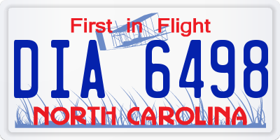 NC license plate DIA6498