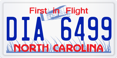 NC license plate DIA6499