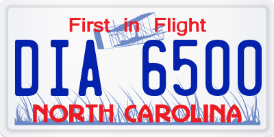 NC license plate DIA6500