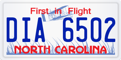 NC license plate DIA6502