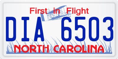 NC license plate DIA6503