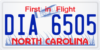 NC license plate DIA6505