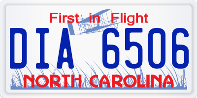 NC license plate DIA6506