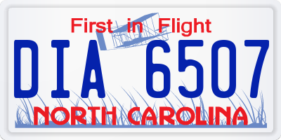 NC license plate DIA6507