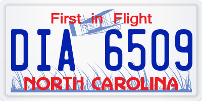 NC license plate DIA6509