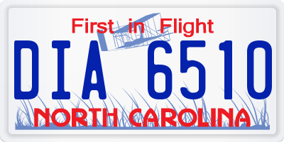 NC license plate DIA6510
