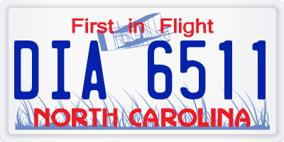NC license plate DIA6511