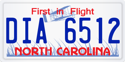 NC license plate DIA6512